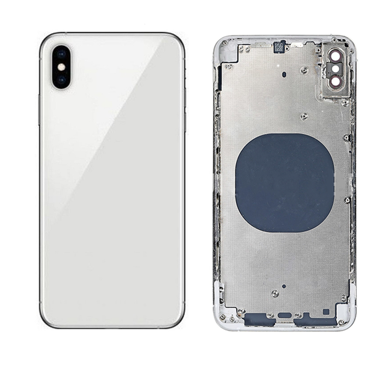 IPhone XS Max Complete Back Cover Glass with Frame - Silver